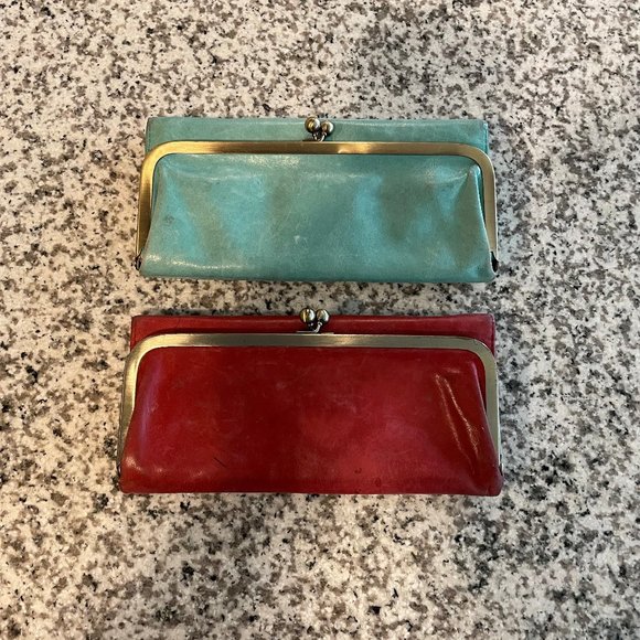 HOBO Bags Hobo Trifold Wallets With Coin Pocket Light Blue And Red